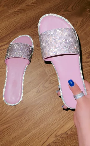 Aura - Rhinestone Detailing Slip On Sandals
