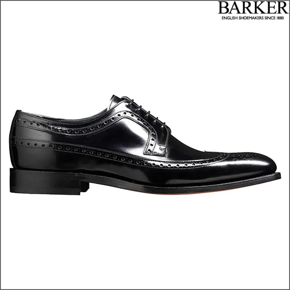 Barker Woodbridge Black Polish Wing Tip Derby@
