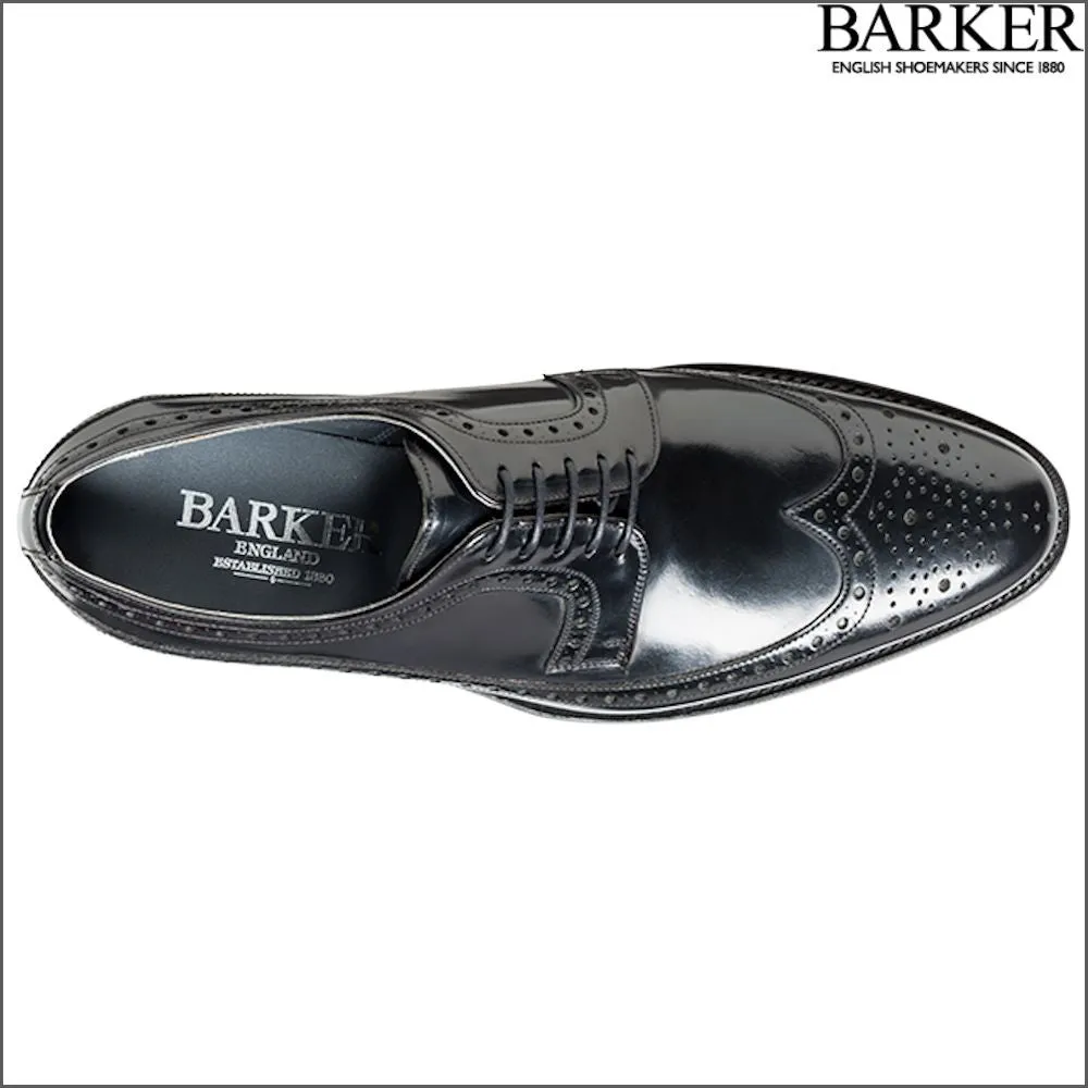 Barker Woodbridge Black Polish Wing Tip Derby@