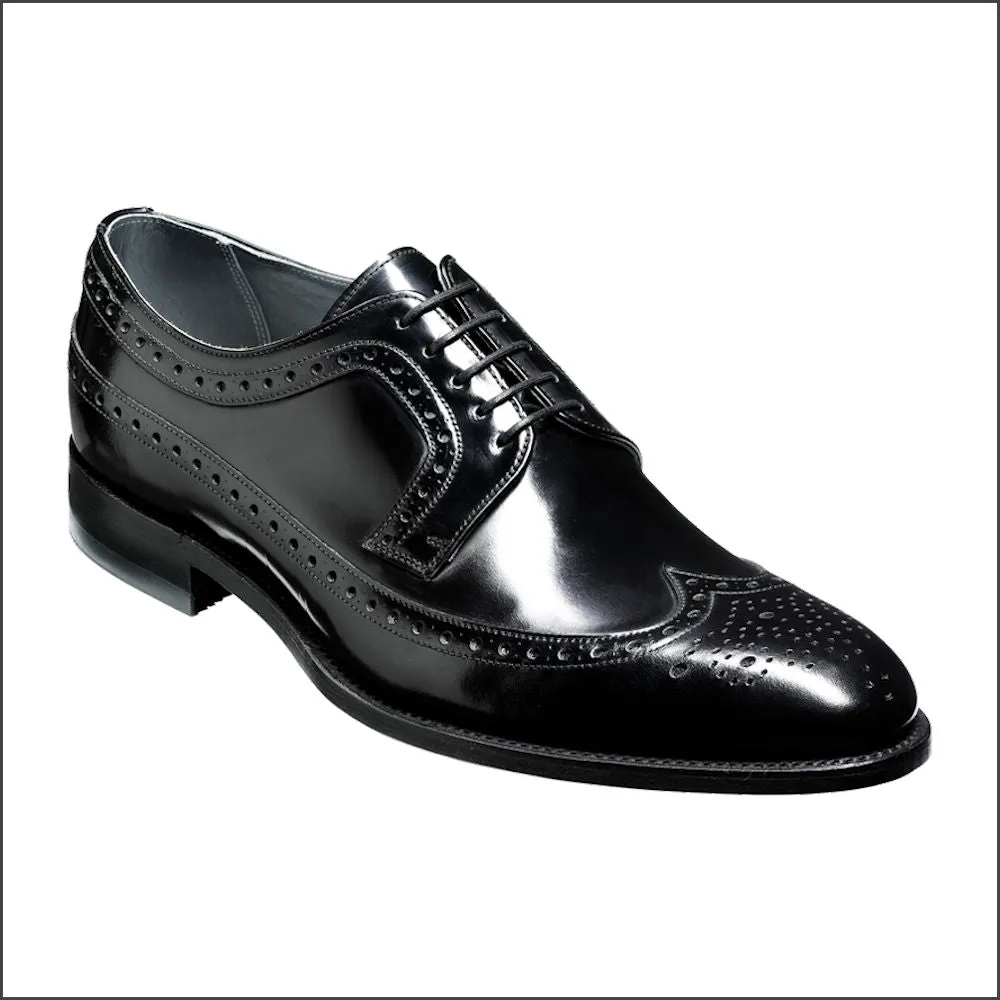 Barker Woodbridge Black Polish Wing Tip Derby@