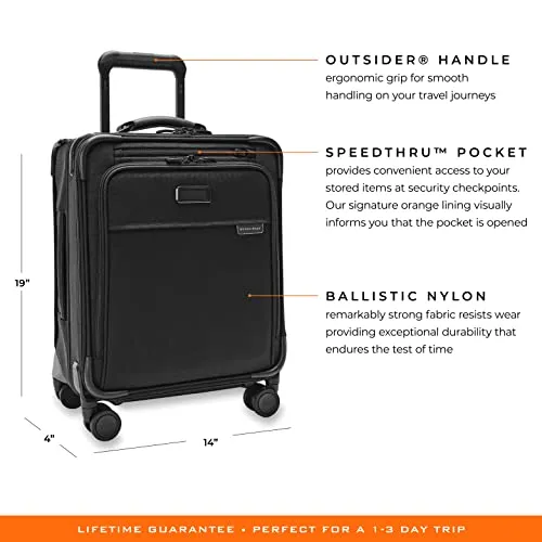 Briggs & Riley Spinners, Black, 19-inch Baseline Compact Carry-On