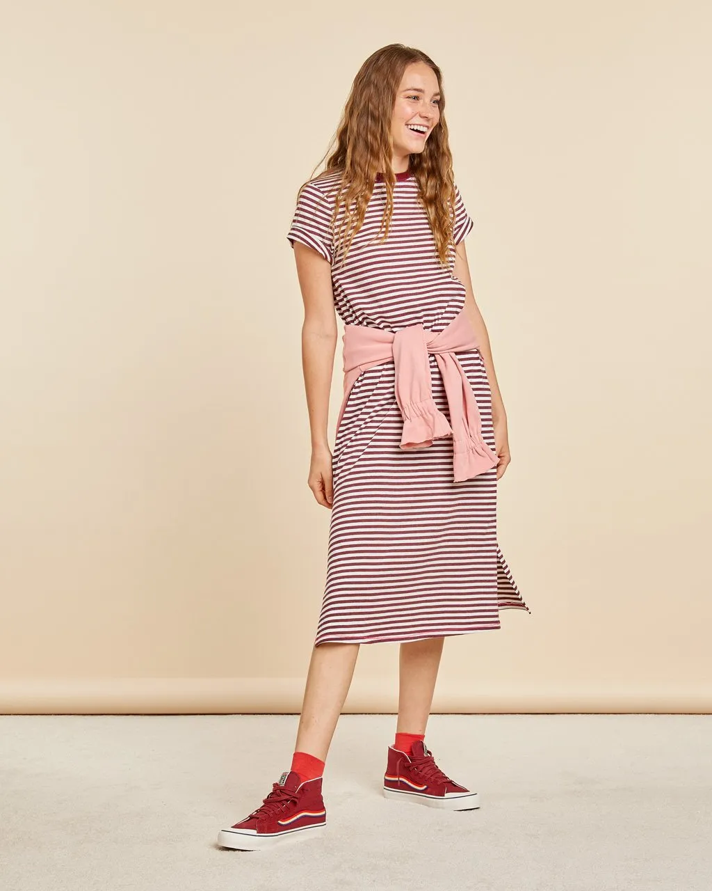 Dahlia Stripe Midi Length Tee Dress