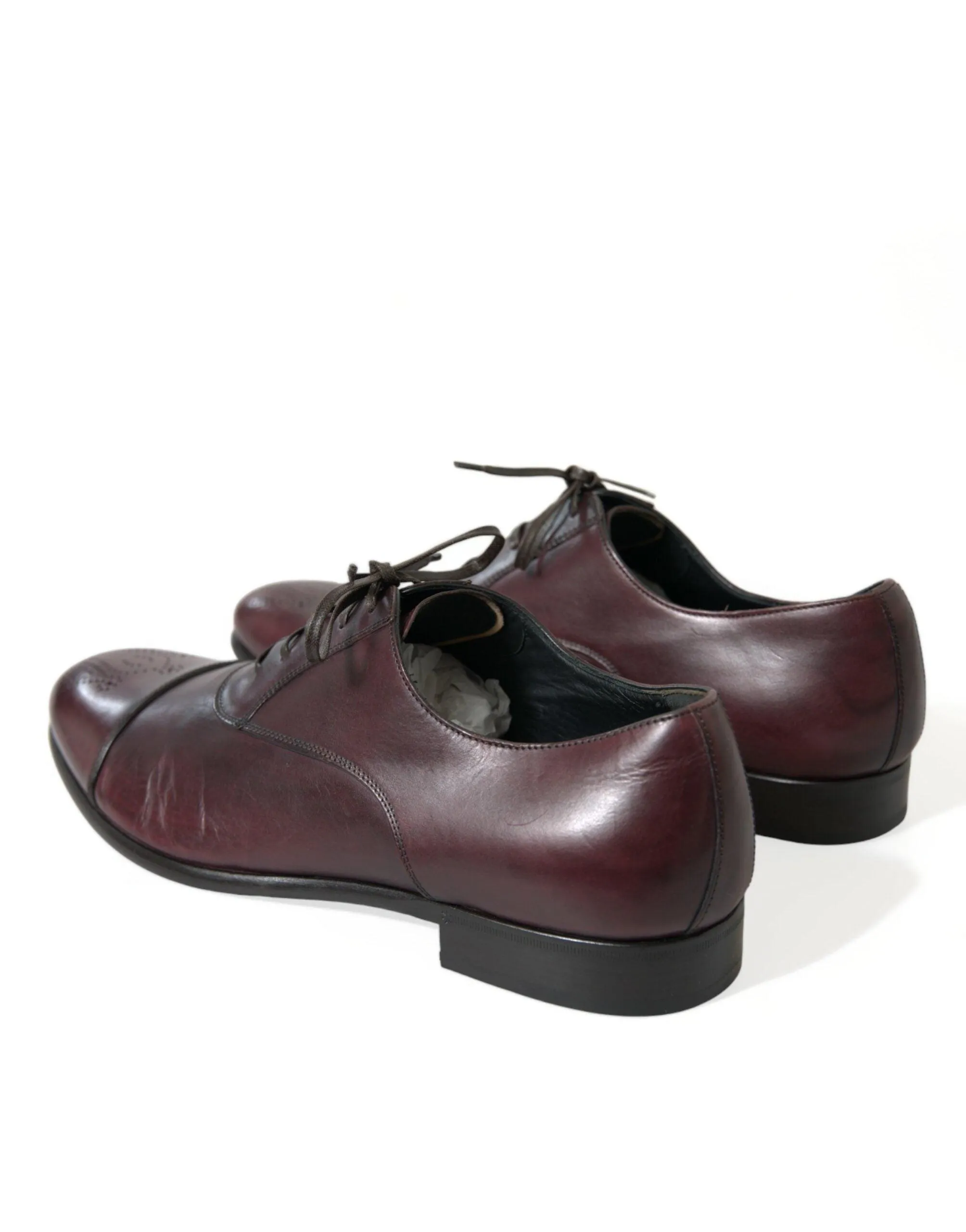 Dolce & Gabbana Elegant Burgundy Leather Derby Sko
