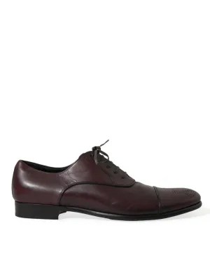 Dolce & Gabbana Elegant Burgundy Leather Derby Sko