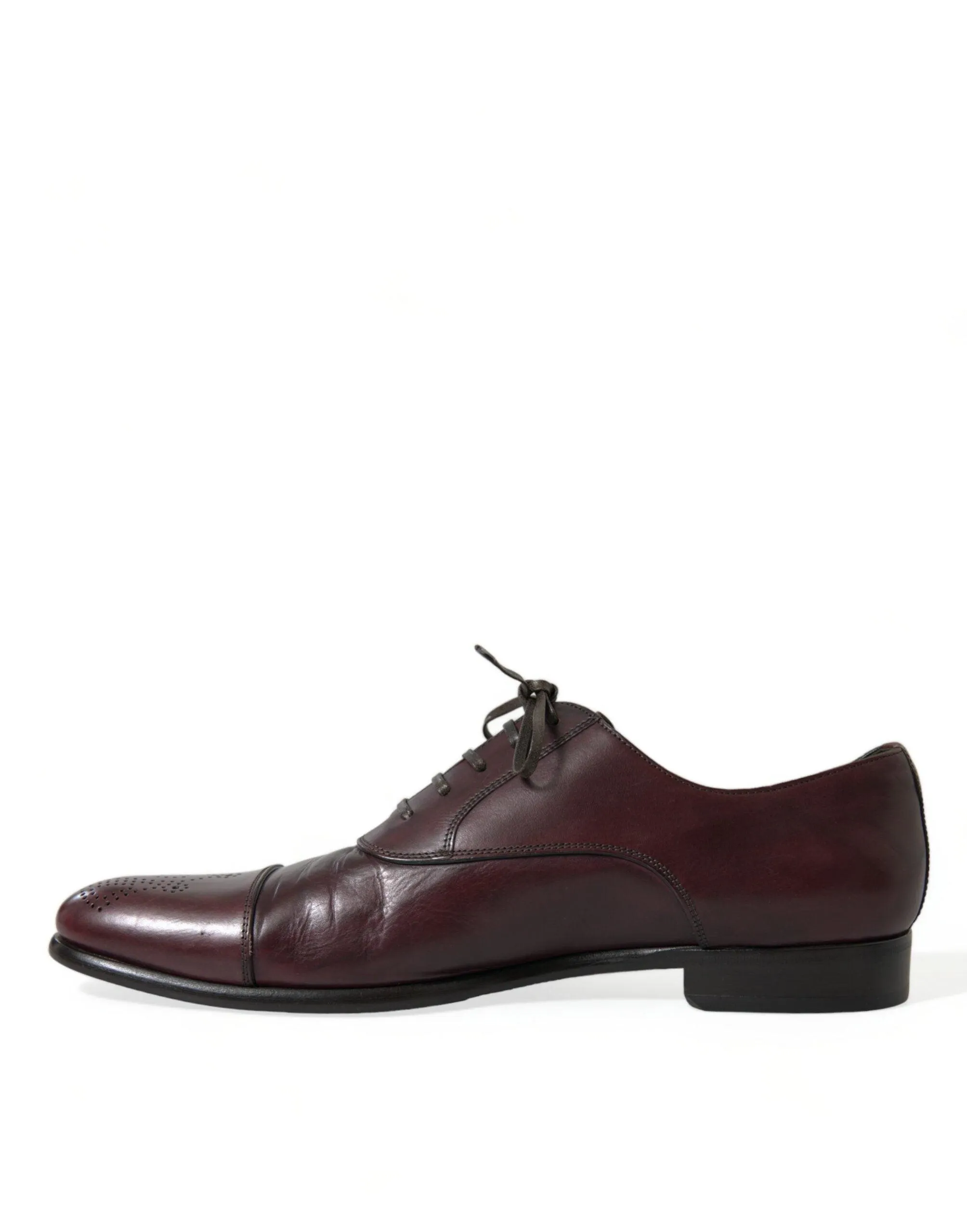 Dolce & Gabbana Elegant Burgundy Leather Derby Sko