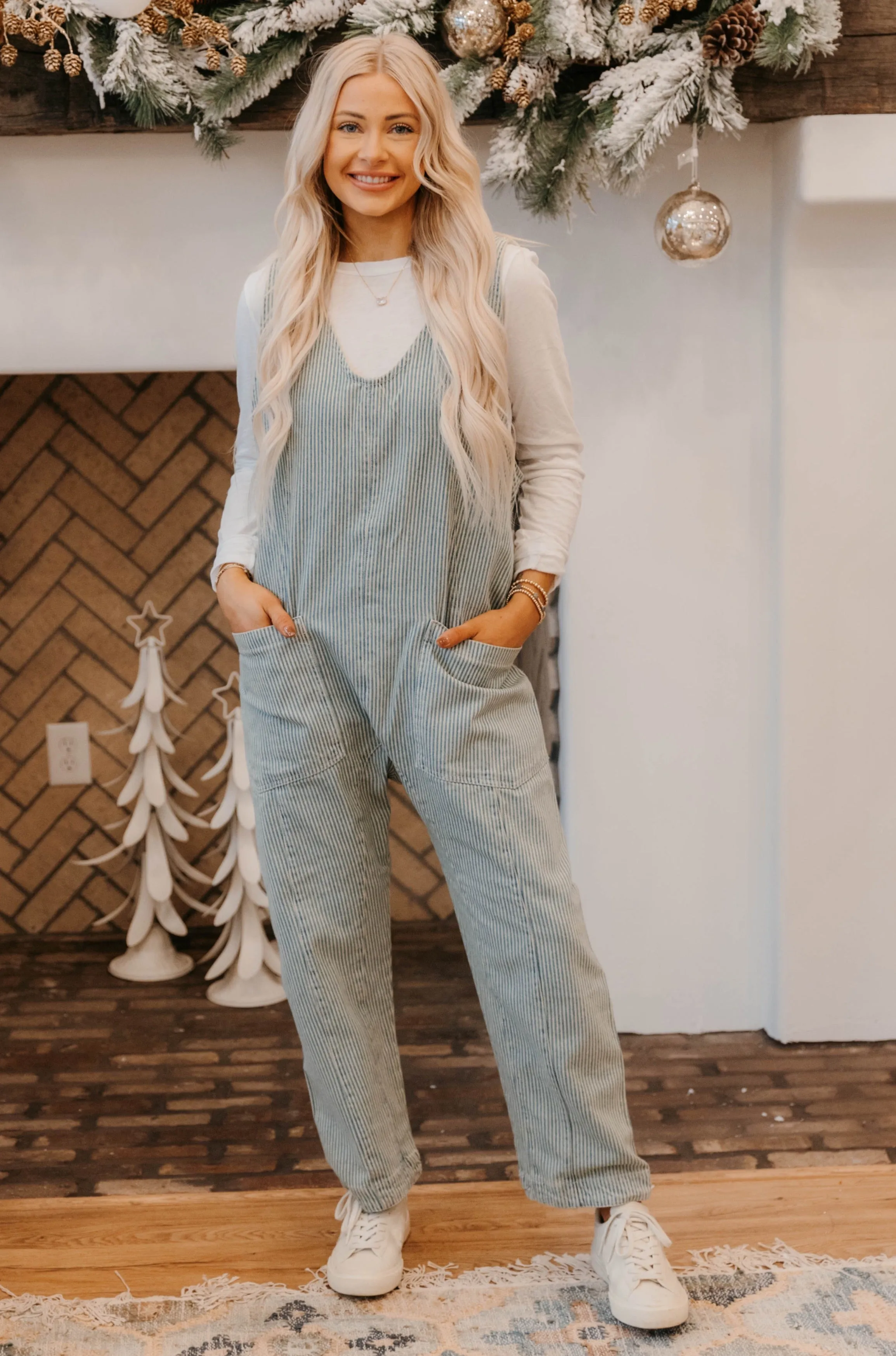 Free People High Roller Railroad Jumpsuit