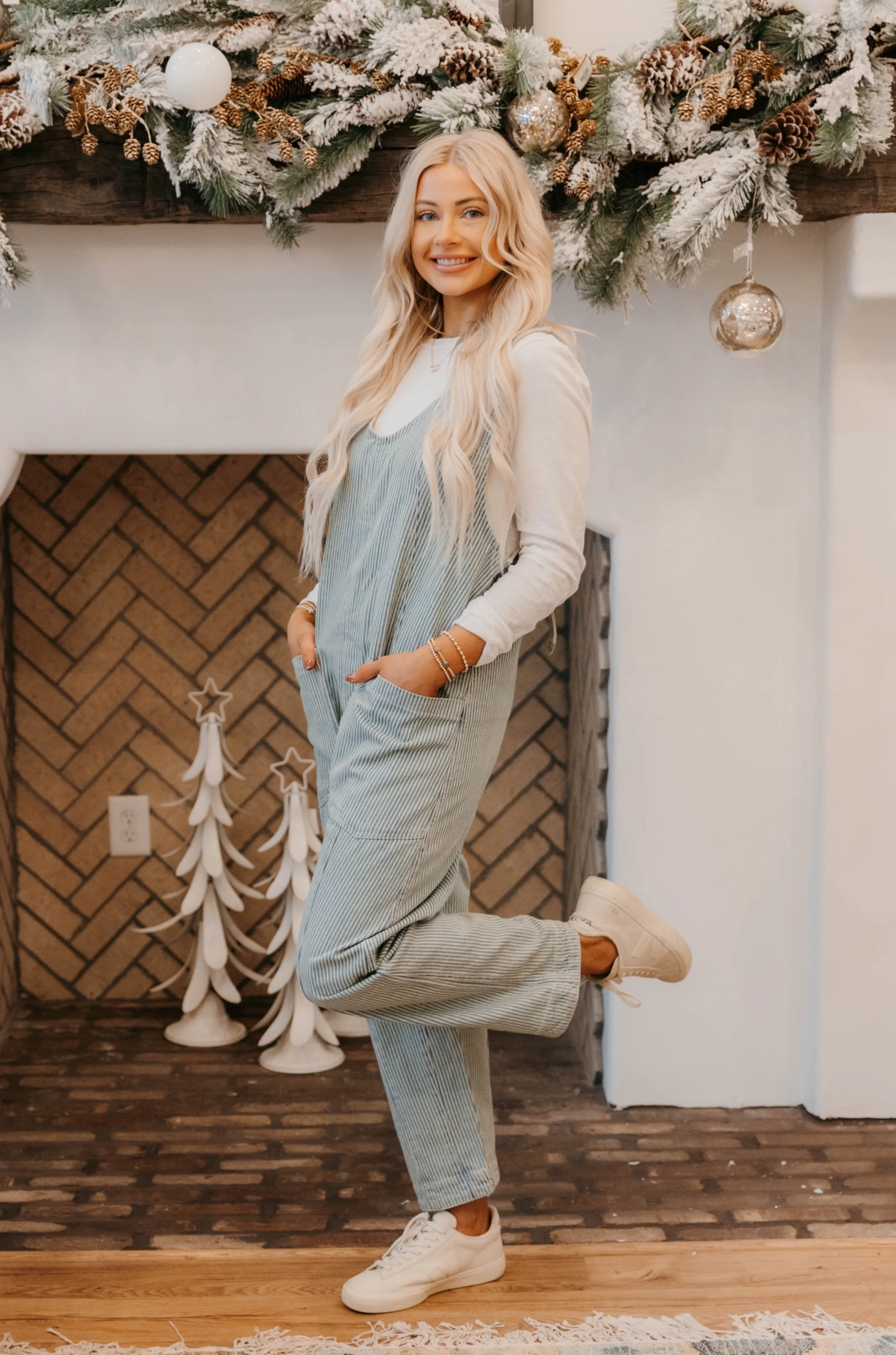 Free People High Roller Railroad Jumpsuit