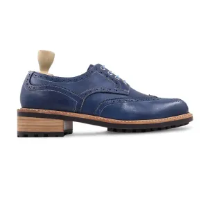 Handmade, Custom Men's Blue Calf Leather Derby Shoes