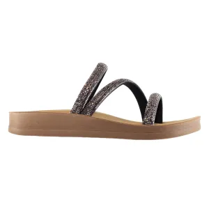 Harlow - Rhinestone Straps Slip-On Sandals, Padded Insole for All-Day Comfort, Glamorous Summer Footwear, Perfect for Casual or Dressy Occasions