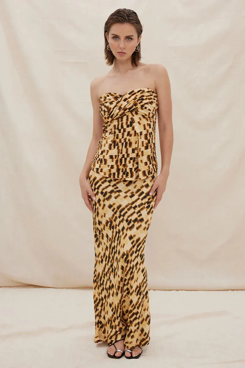 Imbued Bias Slip Skirt - Golden