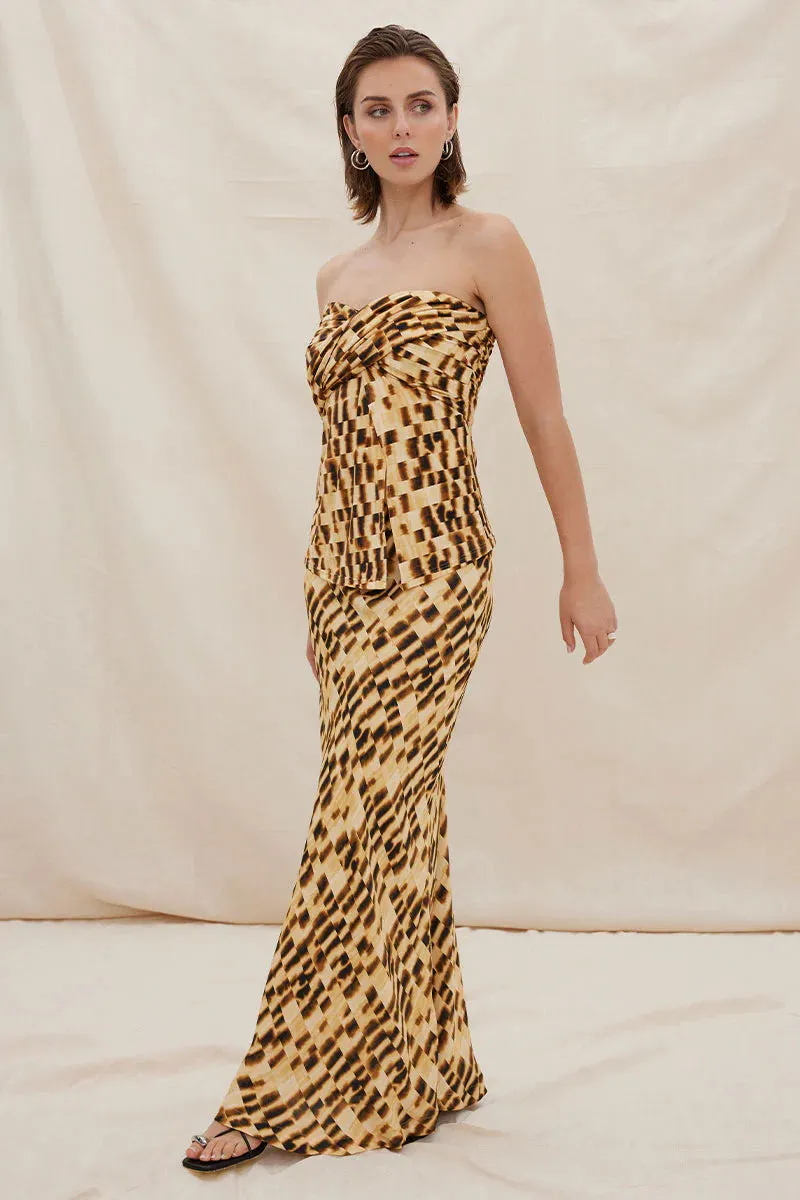 Imbued Bias Slip Skirt - Golden
