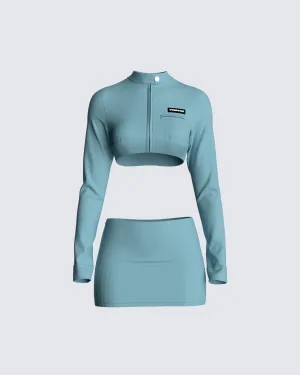 Jones Blue Top & Skirt Set