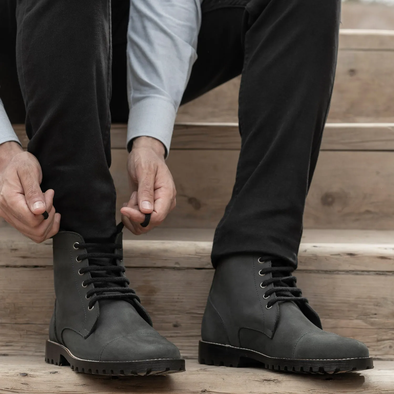 Knight Derby Black Matte Nubuck Leather Boots - TerraGrip