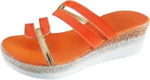 Ladies Casual Colour Blocking Soft Leather Woven Straw Bottom Thick Bottom Slope Heel Large Born Womens Sandals Size 9