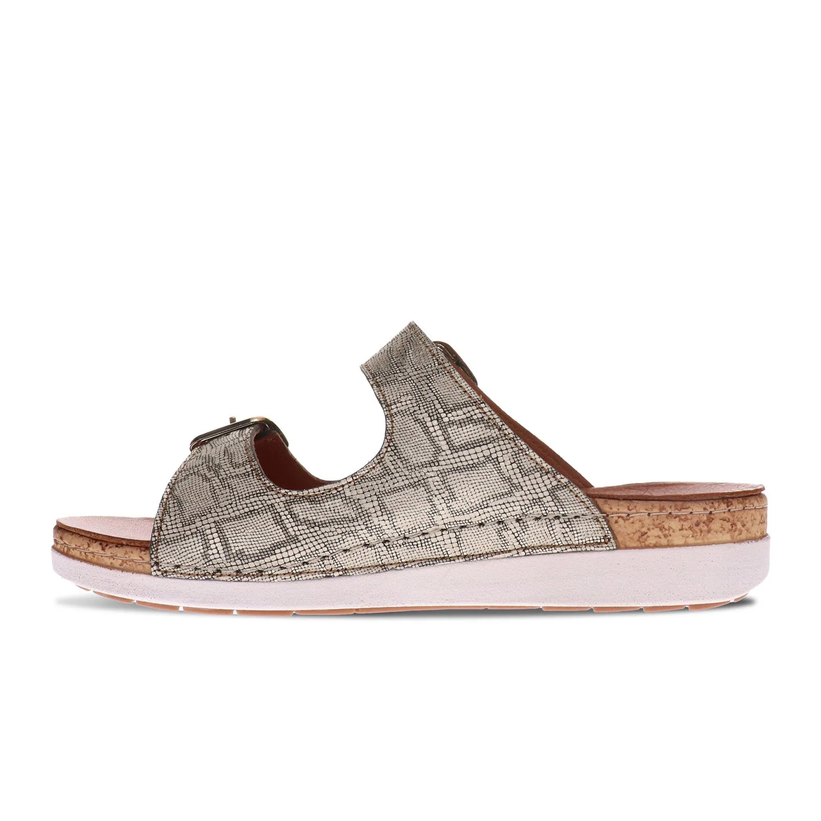 Revere Brighton Two Strap Slide Sandal (Women) - Khaki Diamond
