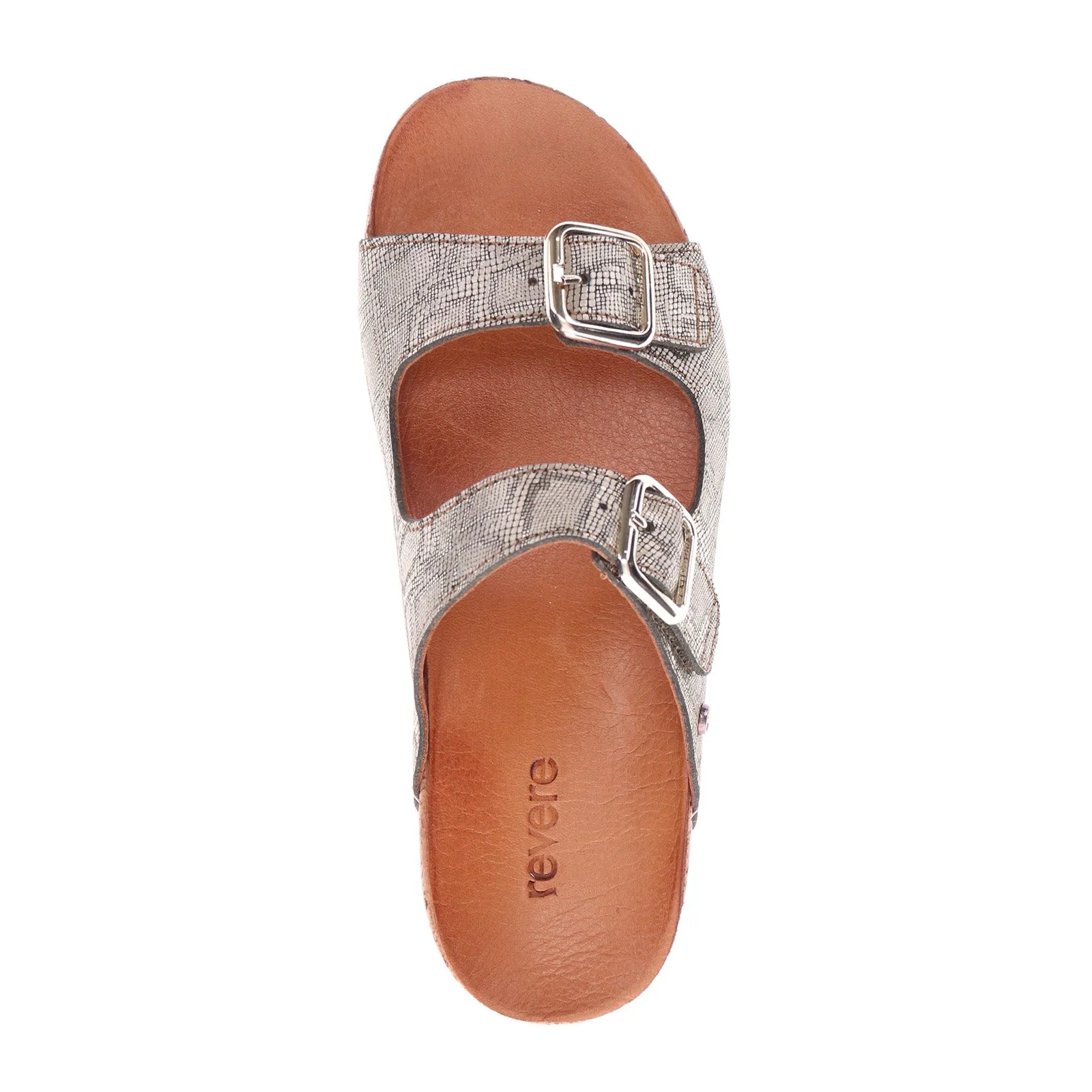 Revere Brighton Two Strap Slide Sandal (Women) - Khaki Diamond