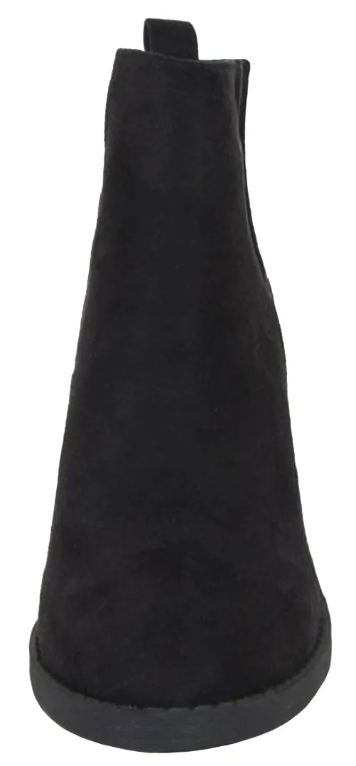 Soda Women's Cut Out Side Closed Toe Chunky Stacked Block Heel Ankle Bootie