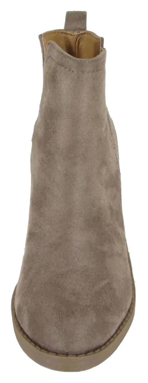 Soda Women's Cut Out Side Closed Toe Chunky Stacked Block Heel Ankle Bootie
