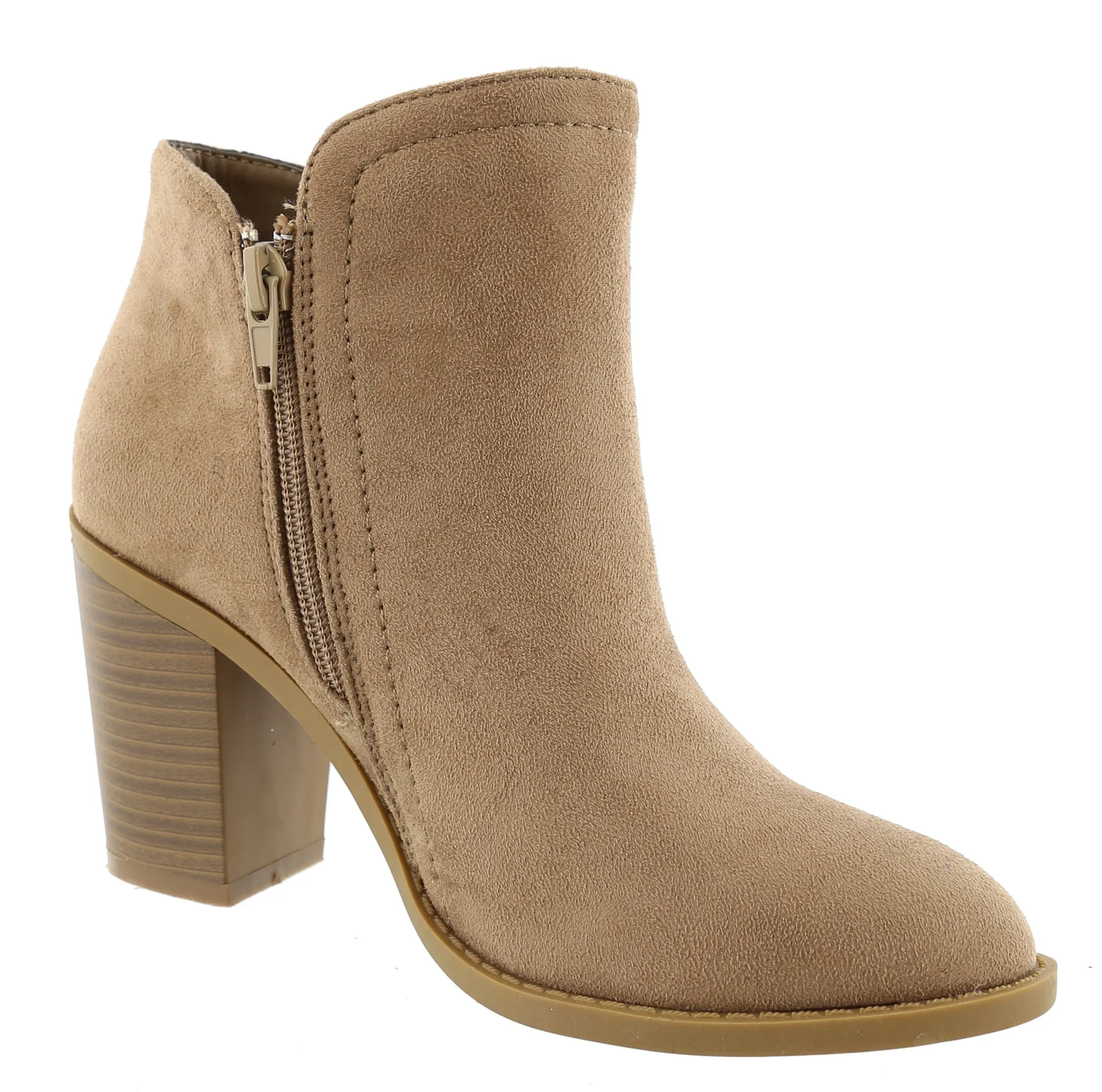 Top Moda Women's Closed Toe Side Zipper Chunky Stacked Block Heel Ankle Bootie