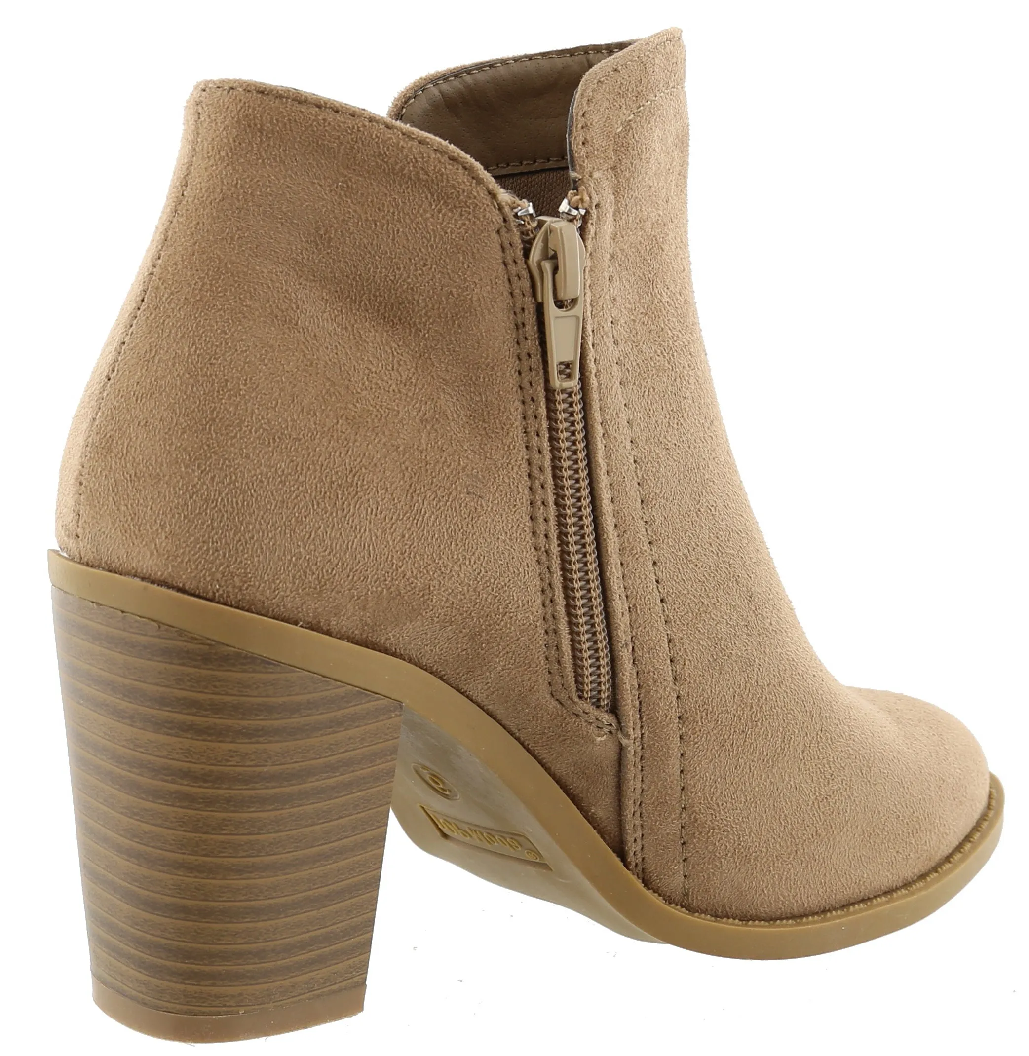 Top Moda Women's Closed Toe Side Zipper Chunky Stacked Block Heel Ankle Bootie