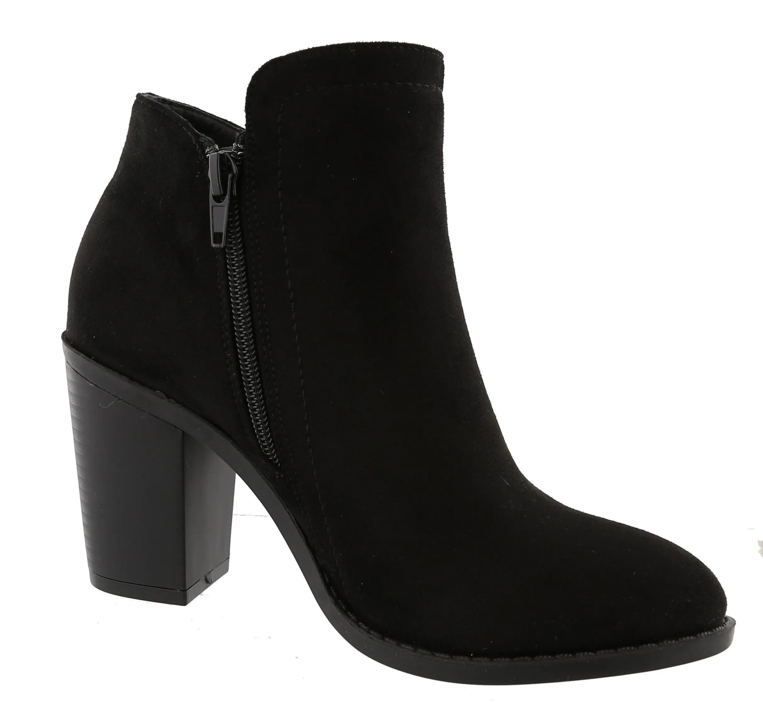 Top Moda Women's Closed Toe Side Zipper Chunky Stacked Block Heel Ankle Bootie