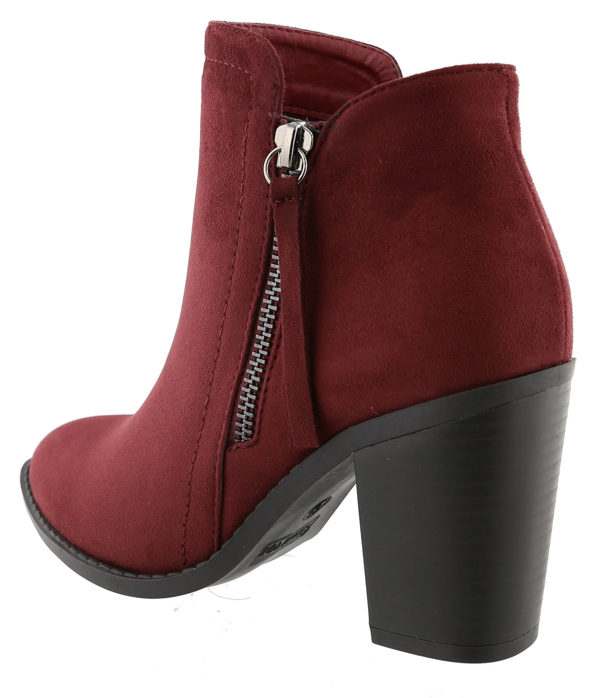 Top Moda Women's Closed Toe Side Zipper Chunky Stacked Block Heel Ankle Bootie