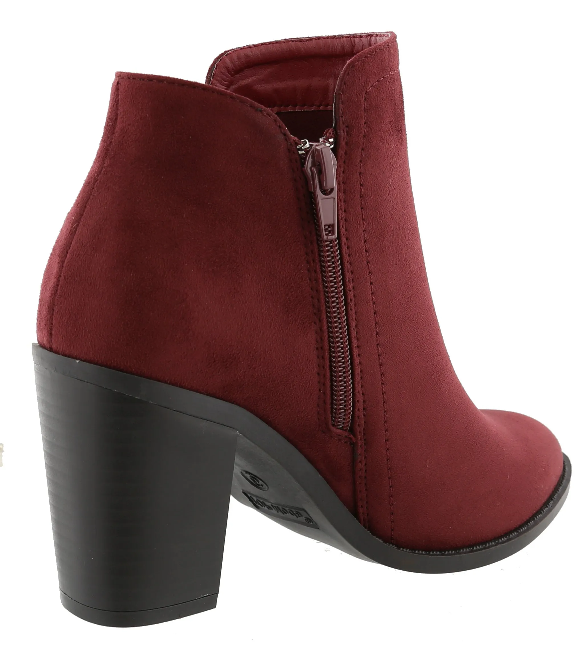 Top Moda Women's Closed Toe Side Zipper Chunky Stacked Block Heel Ankle Bootie