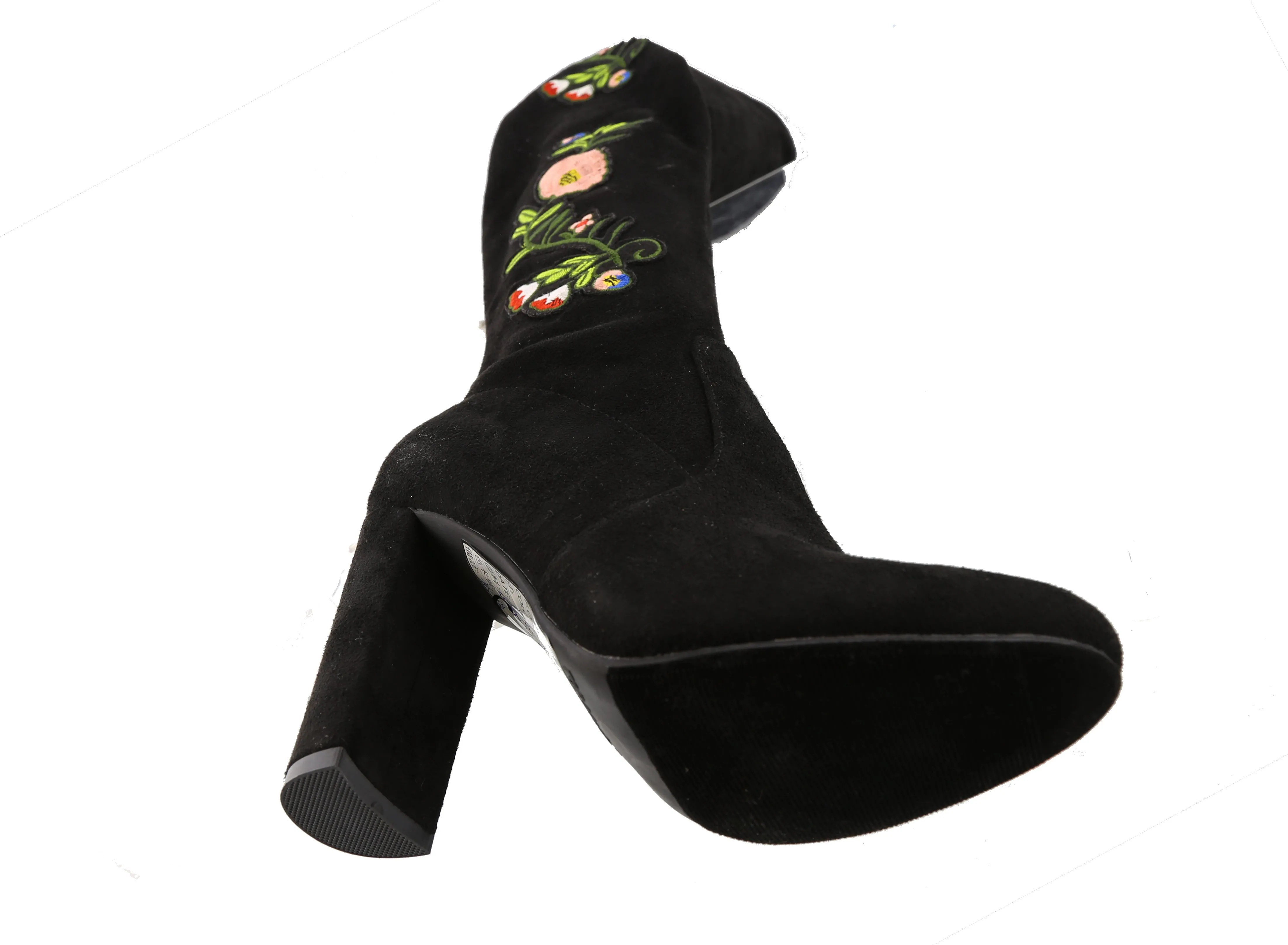 Top Moda Women's Embroidered Chunky Stacked Block Heel Over the Knee Boot