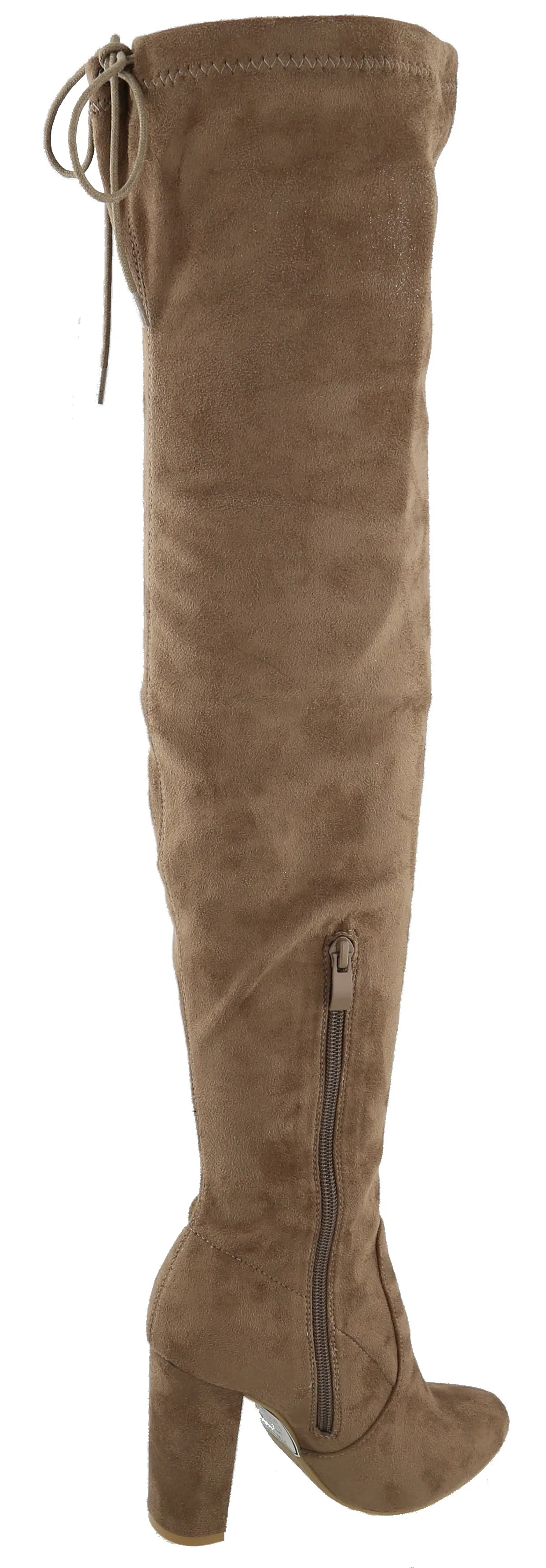 Top Moda Women's Embroidered Chunky Stacked Block Heel Over the Knee Boot