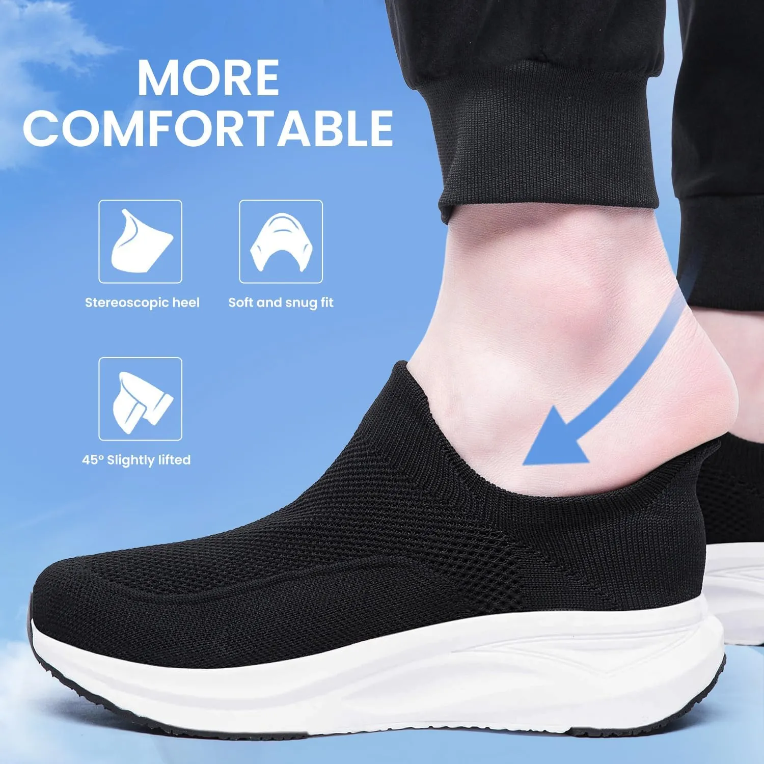 YHOON Men's Hands-Free Slip On Walking Shoes Non Slip Lightweight Comfortable Tennis Workout Sneakers