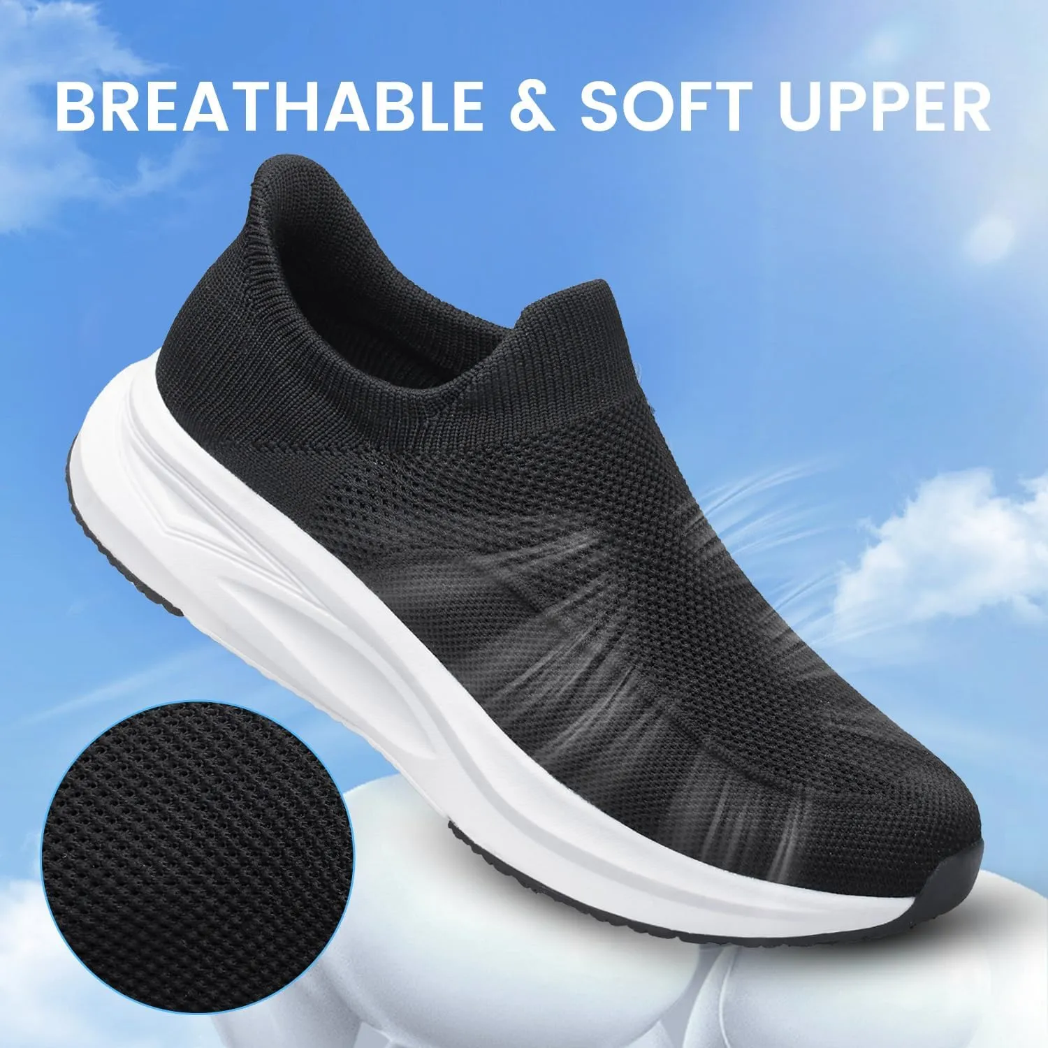 YHOON Men's Hands-Free Slip On Walking Shoes Non Slip Lightweight Comfortable Tennis Workout Sneakers