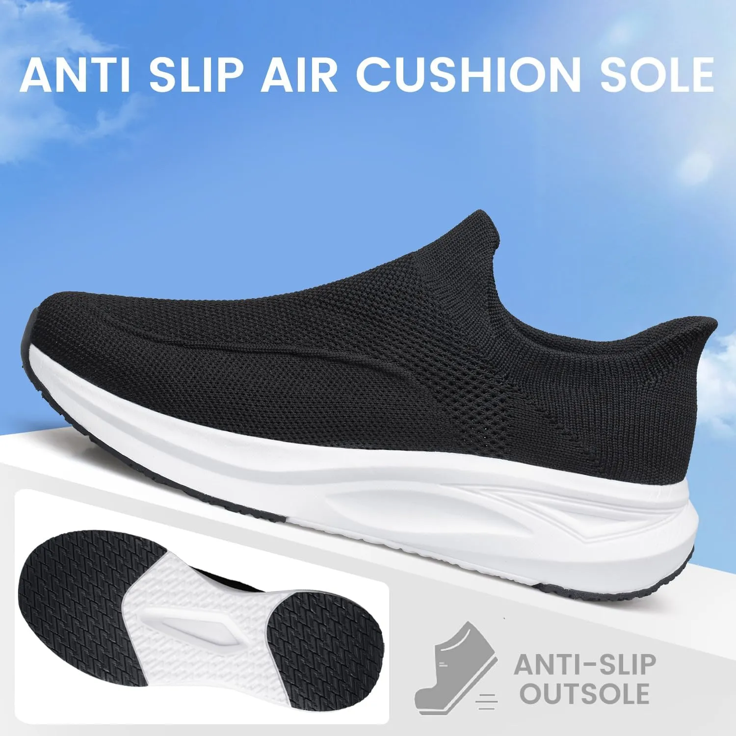 YHOON Men's Hands-Free Slip On Walking Shoes Non Slip Lightweight Comfortable Tennis Workout Sneakers